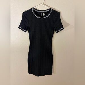 H&M divided black and white bodycon dress